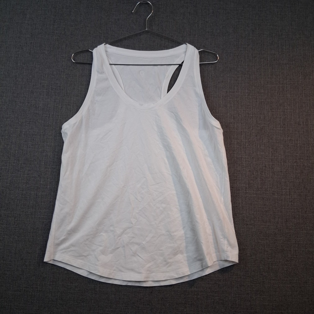 Lululemon Womens White Racerback Activewear Tank Top Scoop Neck Curved Hem
